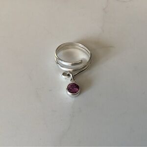 Silver 925 Ring with Purple Gemstone